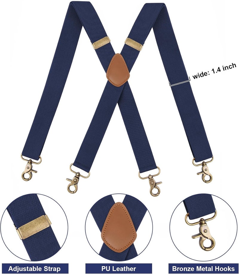 Fasker Suspenders for Men Heavy Duty 1.4 Inch Adjustable Elastic Straps X-Back Mens Suspenders - Image 3